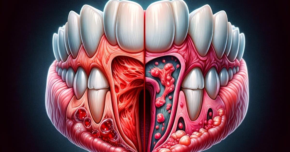 Healthy gums vs gum disease