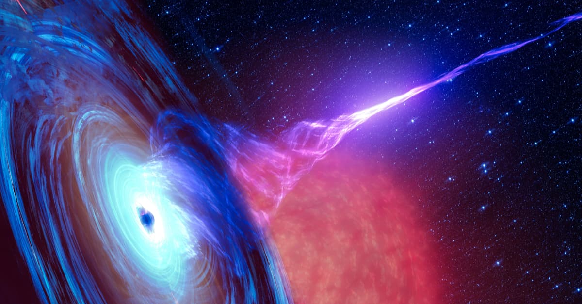 light being drawn to a black hole - artist impression