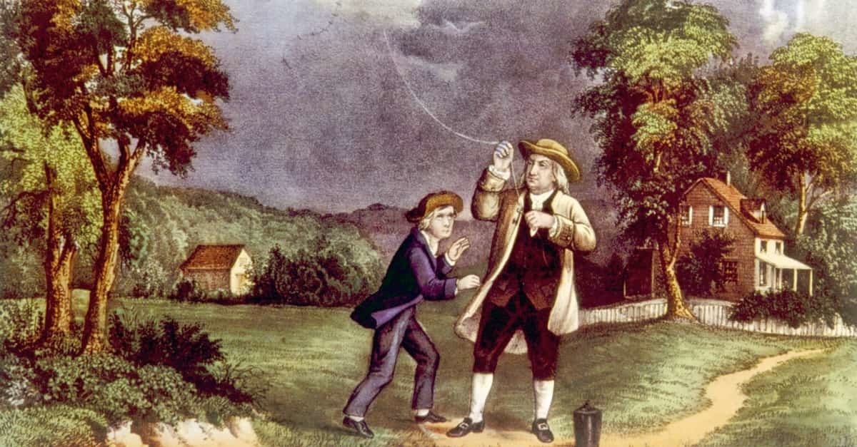 painting by Currier & Ives depicting Benjamin Franklin's Kite Experiment