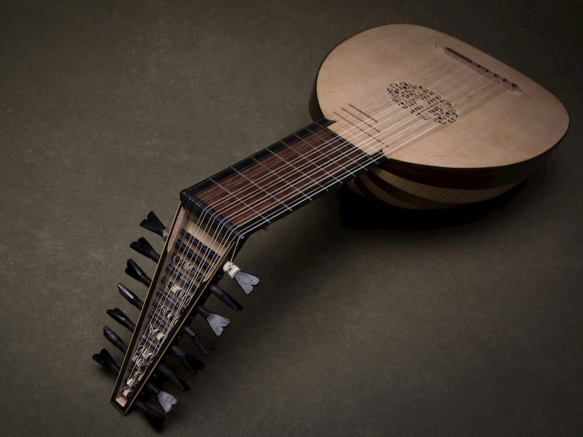 Lute of the 16th century. Close-up details