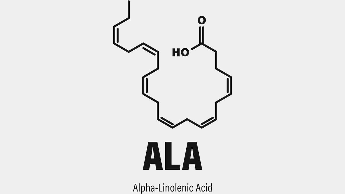 Ð¡hemical structure of Alpha-linolenic Acid (ALA).