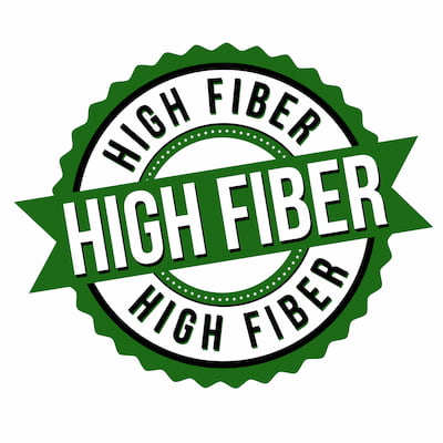 A green High Fiber sign on a white background