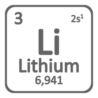 Periodic table element lithium icon on white background