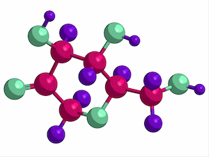 Molecular structure of Fructose (fruit sugar), simple ketonic monosaccharide found in many plants