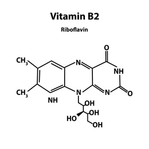 Vitamin B2. riboflavin Molecular chemical formula.