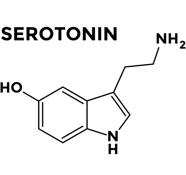 Serotonin neurotransmitter structural chemical formula. Happiness hormone
