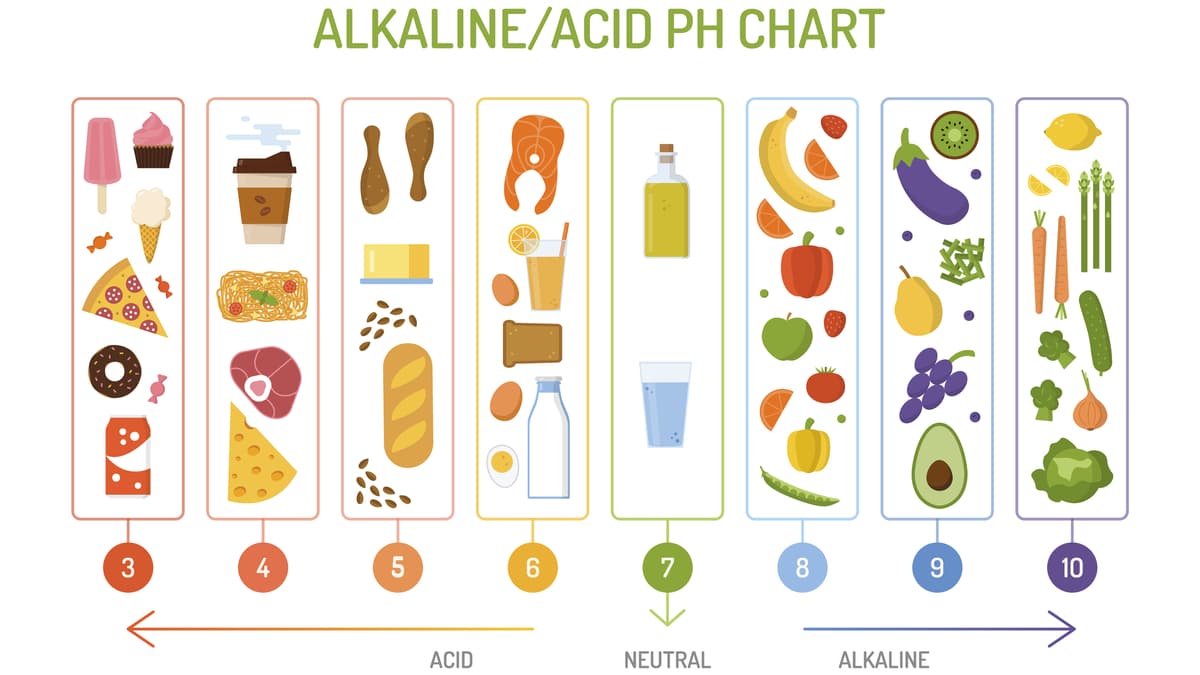 Food ph balance chart, Alkaline/acid diet concept vector illustration.