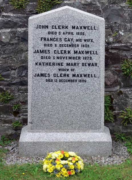 The grave of James Clerk Maxwell, his parents, and his wife.