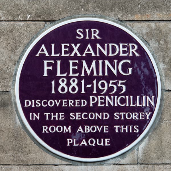 Plaque commemorating the discovery of Penicillin by Sir Alexander Fleming