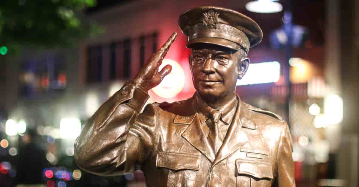 A statue of President General Dwight D. Eisenhower who formed ARPA the predecessor of DARPA