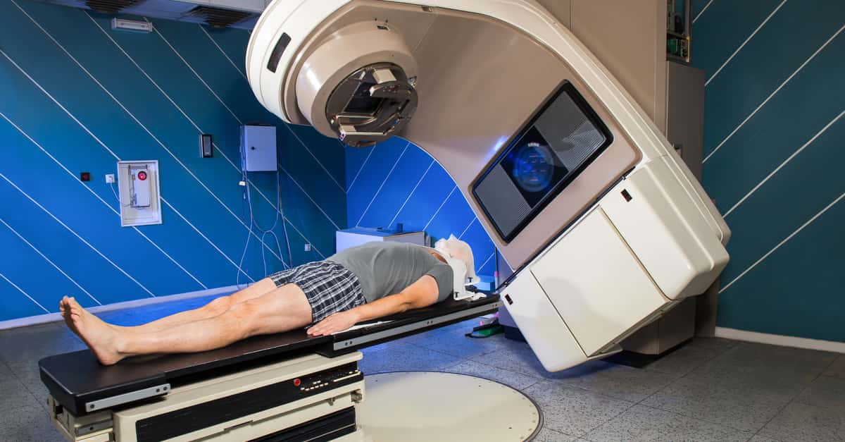 Man receiving radiotherapy for cancer