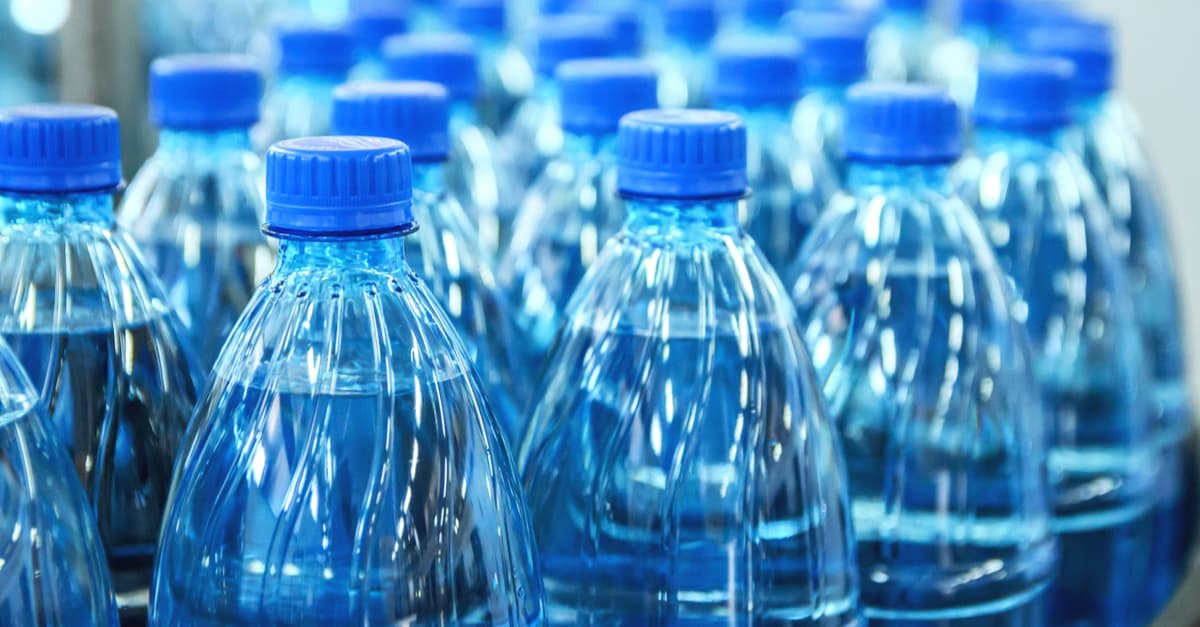 Close up of plastic water bottles